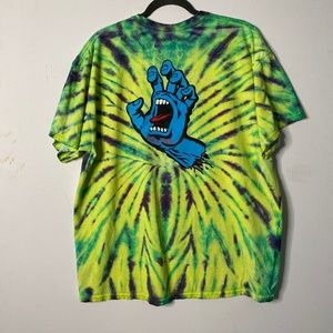 Santa Cruz Skateboards Tie Dye Shirt – Green / Yellow / Purple – L